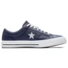 One Star de cuero perforado de caña baja azul marino