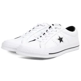 One Star de cuero perforado de caña baja «Blanco Negro»