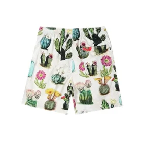 Pantalón corto de resort con estampado vegetal, tallas asiáticas «Desert Sand Cactus Multi» Pantalón corto de resort con estampado vegetal, tallas asiáticas «Desert Sand Cactus Multi»