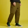 Pantalones casuales entallados de pierna recta tejidos Tallas asiáticas «Verde musgo oscuro»