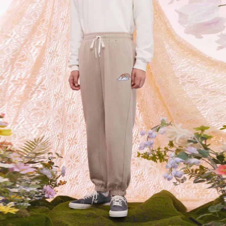 Pantalones de chándal con logotipo arcoíris, tallas asiáticas, «Beige»