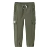Pantalones de cintura elástica de color liso Tallas asiáticas «Verde oliva»