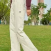 Pantalones de punto con logotipo, tallas asiáticas «Marfil»