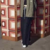 Pantalones de temporada de pierna ancha tejidos, tallas asiáticas «Negro»