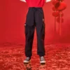 Pantalones largos casuales Tallas asiáticas «Negro Rojo»
