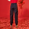 Pantalones largos casuales Tallas asiáticas «Negro Rojo»