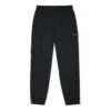 Pantalones largos deportivos de jogging casuales con múltiples bolsillos de tela tejida, color negro oscuro