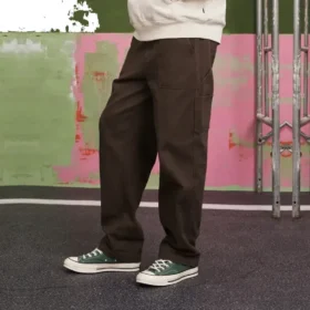Pantalones rectos tejidos CYOTD, tallas asiáticas, «Brown»