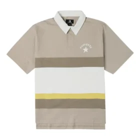 Polo con logotipo en bloques de color, tallas asiáticas «Beige White»