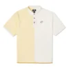 Polo de manga corta para hombre Converse con solapa y bloques de color, color amarillo crema