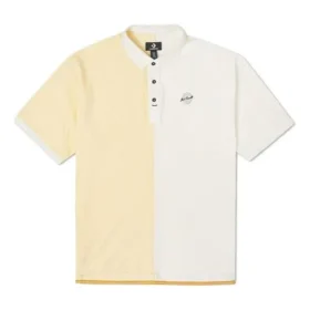 Polo de manga corta para hombre Converse con solapa y bloques de color, color amarillo crema