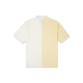 Polo de manga corta para hombre Converse con solapa y bloques de color, color amarillo crema