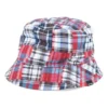 Sombrero de pescador reversible a cuadros con parche «Azul»