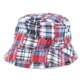 Sombrero de pescador reversible a cuadros con parche «Azul»