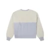 Sudadera con capucha de cuello redondo de lana de cordero con empalmes, color blanco leche