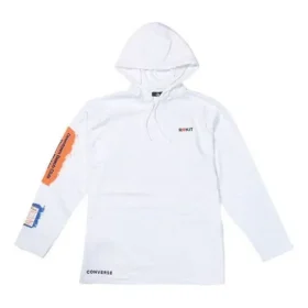 Sudadera con capucha de manga larga para hombre Converse x Rokit Crossover Back con logo grande impreso, color blanco