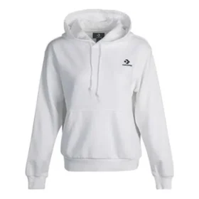 Sudadera con capucha de manga larga y logo pequeño, color blanco