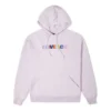 Sudadera con capucha de punto bordada con letras en colores contrastantes Morada