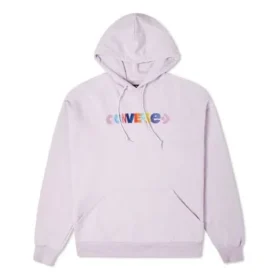 Sudadera con capucha de punto bordada con letras en colores contrastantes Morada