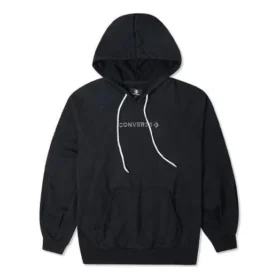 Sudadera con capucha de punto suelto y logotipo bordado, color negro
