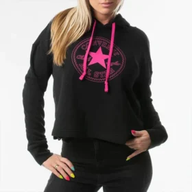 Sudadera con capucha deportiva casual de punto, color negro