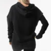 Sudadera con capucha deportiva casual de punto, color negro