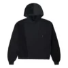 Sudadera con capucha deportiva de color liso con empalmes de pana, color negro