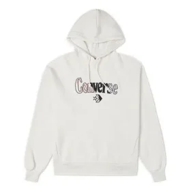 Sudadera con capucha holgada de felpa con logotipo bordado, color blanco Sudadera con capucha holgada de felpa con logotipo bordado, color blanco