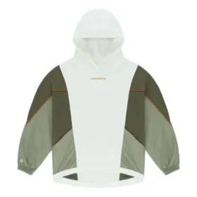Sudadera con capucha holgada de punto con colores contrastantes irregulares y diseño retro en blanco Sudadera con capucha holgada de punto con colores contrastantes irregulares y diseño retro en blanco