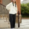 Sudadera con capucha Star, tallas asiáticas «Blanco Leche»
