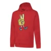 Sudadera con capucha y cordón con estampado de letras en los dedos, color rojo