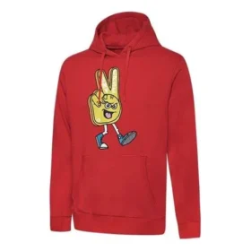 Sudadera con capucha y cordón con estampado de letras en los dedos, color rojo