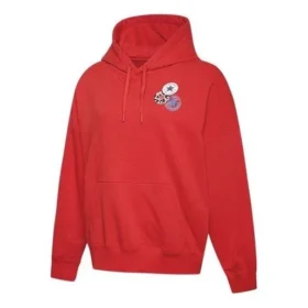 Sudadera con capucha y cordón con logo impreso, color rojo
