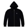Sudadera con capucha y cremallera completa con diseño de estrellas y chevrones, tallas asiáticas, color «Negro»