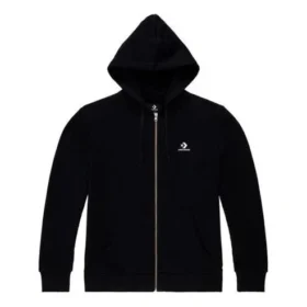 Sudadera con capucha y cremallera completa con diseño de estrellas y chevrones, tallas asiáticas, color «Negro»