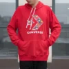 Sudadera con capucha y estampado de estrellas en forma de chevron, tallas asiáticas, «Rojo»