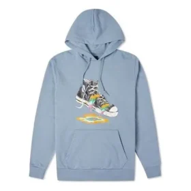 Sudadera con capucha y gráfico de gotas de pintura, tallas asiáticas, «Vintage Blue»