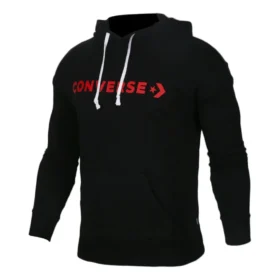 Sudadera con capucha y logo grande, tallas asiáticas, «Negro»