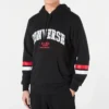 Sudadera con capucha y texto universitario Tallas asiáticas «Negro»