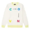 Sudadera con cuello redondo y estampado de letras en contraste Asia Sizing “Blanco”