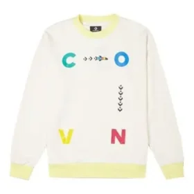 Sudadera con cuello redondo y estampado de letras en contraste Asia Sizing “Blanco”