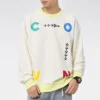 Sudadera con cuello redondo y estampado de letras en contraste Asia Sizing “Blanco”