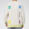 Sudadera con cuello redondo y estampado de letras en contraste Asia Sizing “Blanco”