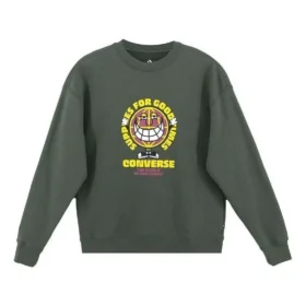 Sudadera con cuello redondo y estampado GOOD TIMES Tallas asiáticas «Verde oliva»