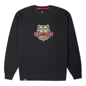 Sudadera de cuello redondo con estampado de tigre de la serie Año Nuevo, tallas asiáticas, «Negro»