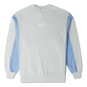 Sudadera de cuello redondo con parches de mezclilla, tallas asiáticas, «Azul»