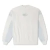 Sudadera de cuello redondo con parches de mezclilla Tallas asiáticas «Blanco»