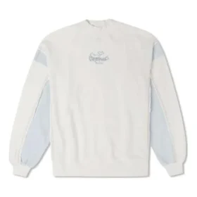 Sudadera de cuello redondo con parches de mezclilla Tallas asiáticas «Blanco»