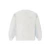 Sudadera de cuello redondo con parches de mezclilla Tallas asiáticas «Blanco»