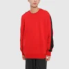 Sudadera de cuello redondo con ribetes Track Taping, tallas asiáticas «Red»